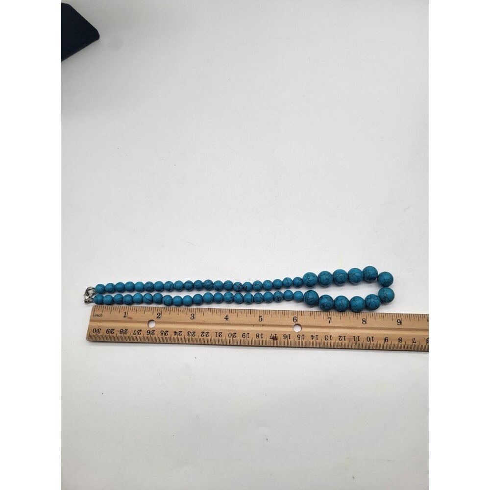 Faux Turquoise Beaded Necklace Country Southwestern - Picture 7 of 8